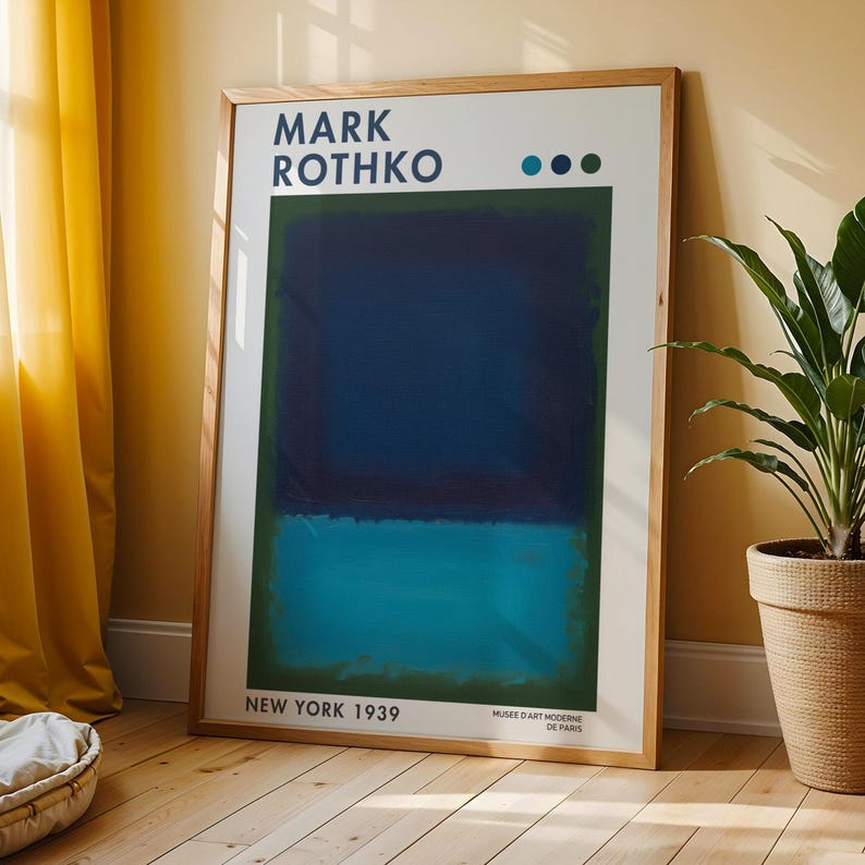 Mark Rothko Calm Mark Rothko Inspired Blue Abstract Wall Art – Navy & Teal Color Field ...