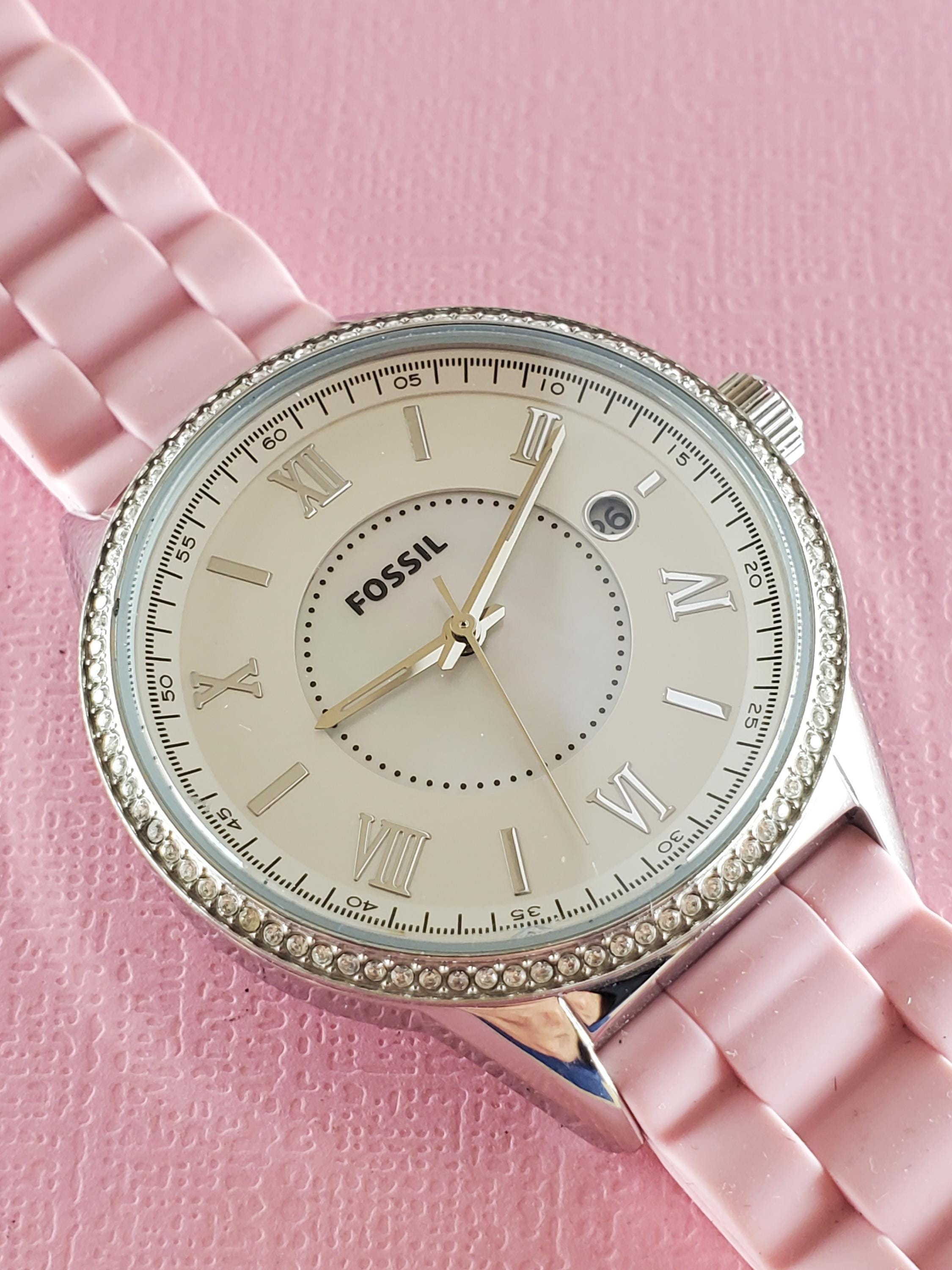 Fossil Silver Watch with Pink Mother-of-Pearl Dial and Crystal Accents Fossil | Accessories | Fossil Mother Of Pearl Pink And  main image 3