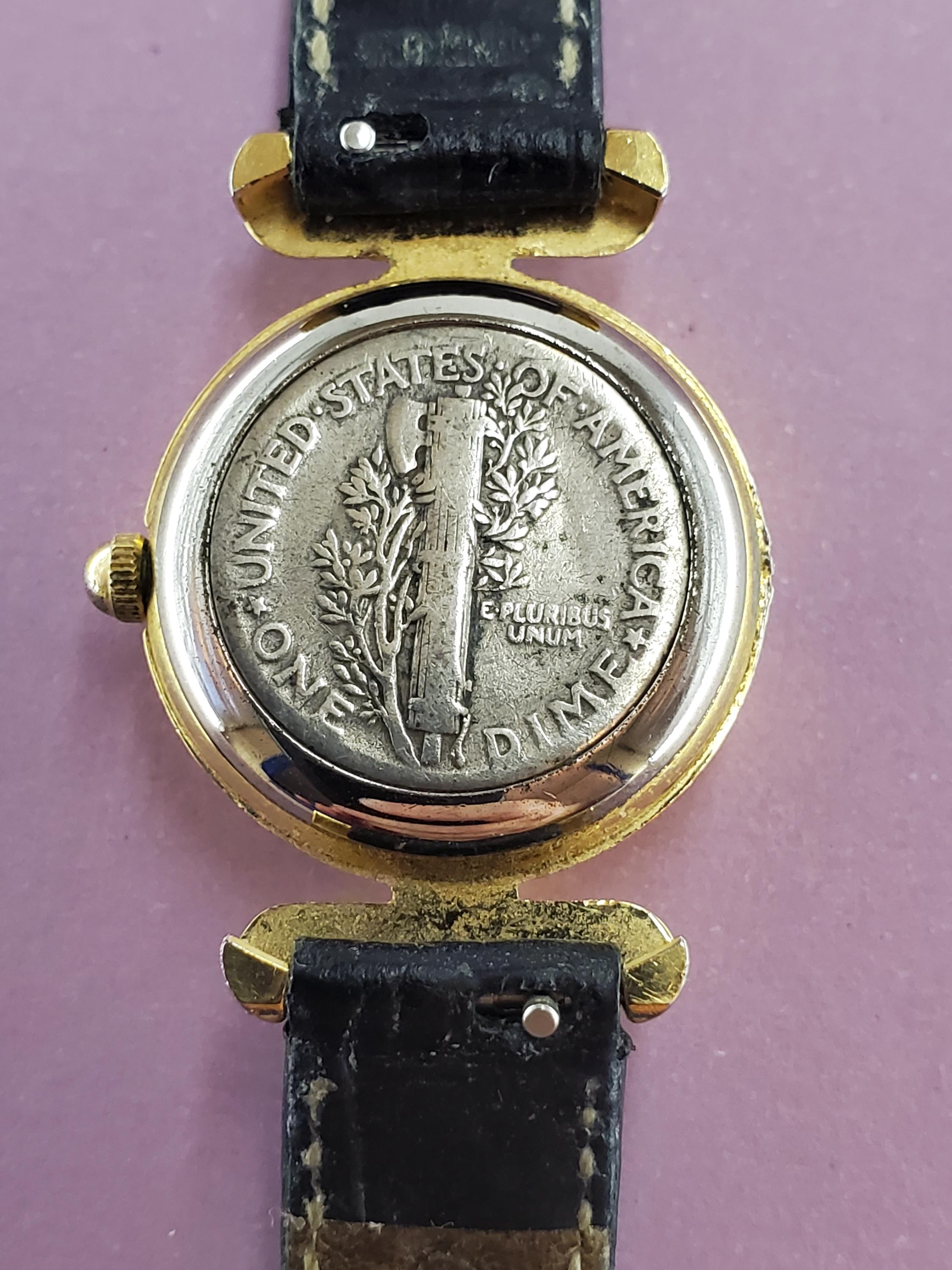 1945 Mercury Dime Coin Watch with gold band. Is this 1945 dime a full band coin? main image 3
