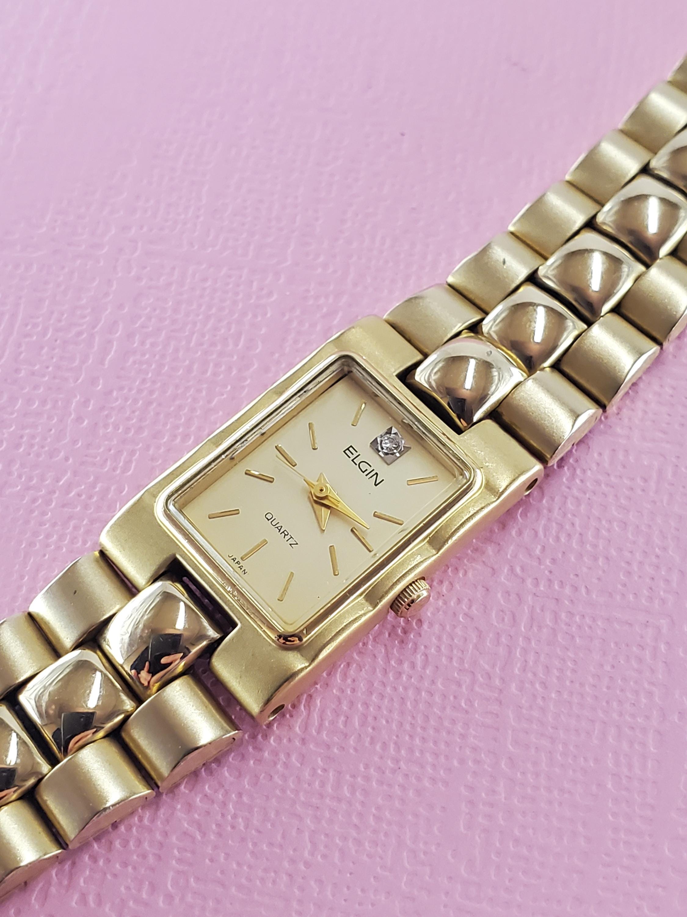Exquisite Vintage Elgin Diamond Accent Women\'s Watch New Battery Vintage Elgin Diamond Watch Womens 19mm Two Tone Gold Silver  main image 4