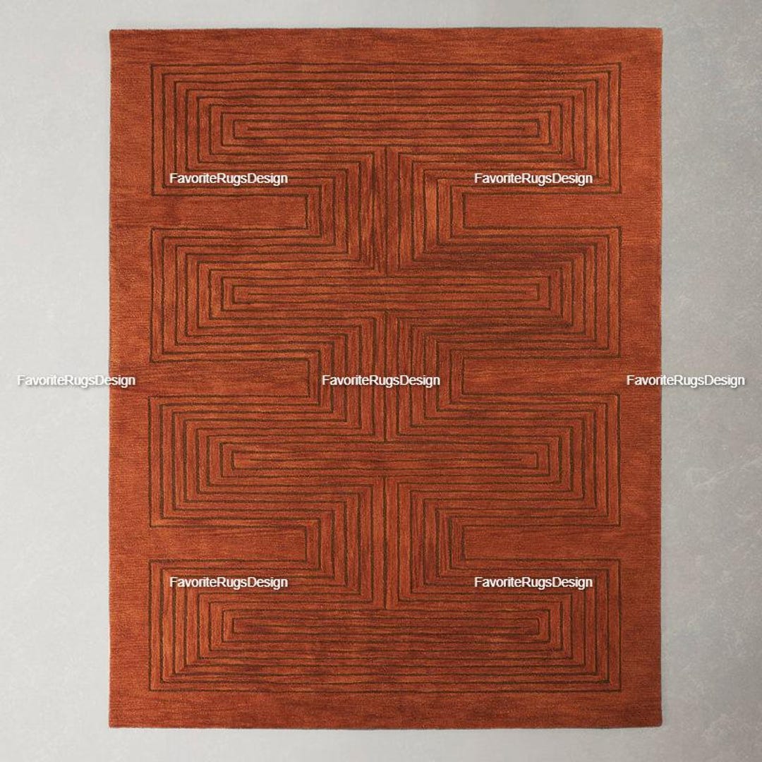 Orlie Geometric Handmade Tufted Wool Copper Area Rugs for Living Room ...