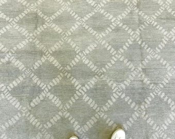 Hand Knotted Oushak Rug, Muted Sage Green Turkish Wool Area Rug, High Traffic Living Room Decor, Diamond Trellis Organic Modern Carpet 9X12