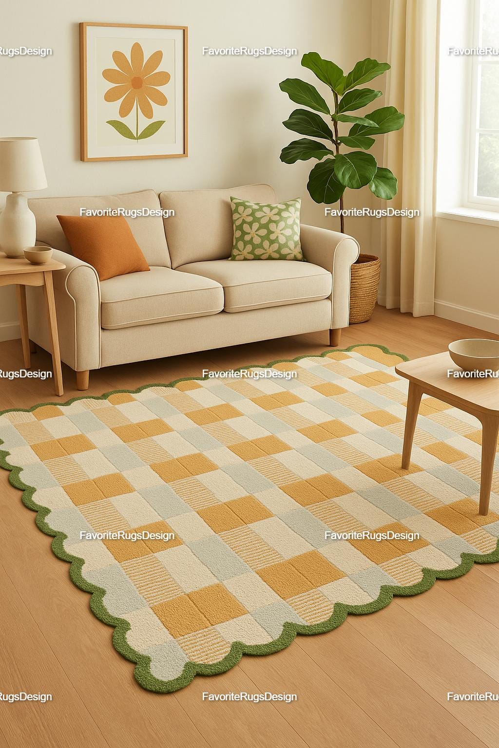 Matilda Goad Plaid Rug Hand Tufted Rug Handmade Rugs for Bedroom, Rugs for Livingroom, Entryway Rug, Office Rug, Kitchen Rug, Hallway Rug