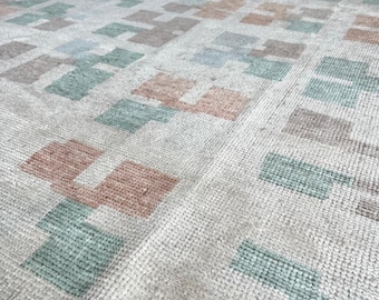 Antique Oushak Rug Hand Knotted Abstract Cream Wool Large Area Rugs For Bedroom Livingroom Nursery Kitchen Entryway 5X8 6X9 8X10 9X12 10X14