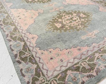 Hand Knotted Antique Oushak Rug Turkish Style Wool Large Area Rugs For Bedroom Livingroom Nursery Kitchen 5X8 6X9 8X10 9X12 10X14 Office Rug
