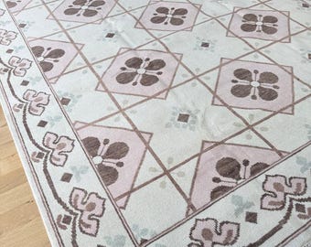 Antique Oushak Rug Hand Knotted Geometric White Wool Large Area Rugs For Bedroom Livingroom Nursery Kitchen Office 5X8 6X9 8X10 9X12 10X14