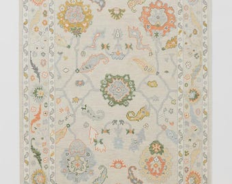 Hand Knotted Modern Oushak Rug Turkish Style Ivory Wool Large Area Rugs For Bedroom Livingroom Nursery Kitchen 4X6 5X8 6X9 8X10 9X12 10X14