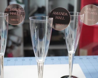 Acrylic Wine Glass Charms, Personalized Drink Markers for Weddings