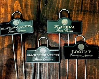 Custom Black Titanium Coated Stainless Steel Plant Markers: Engraved Garden Herb Tags