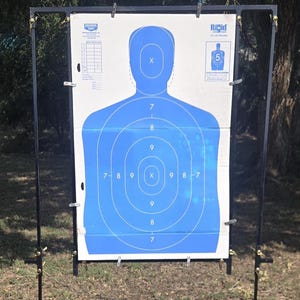 Tough Target System TTS silhouette target free standing modular heavy duty durable shooting target stand with magnetic clips and target