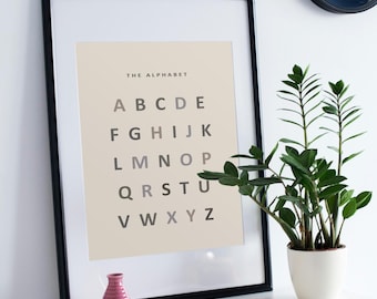 Alphabet Poster Printable | ABC Wall Art for Kids | Digital Download Nursery Decor | Boho Minimalist Alphabet Art