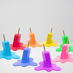 Melting Popsicle Sculpture – Handmade Resin Art, Colorful Optical Illusion Home Decor, Modern Pop Art Statement Piece, Custom Colors