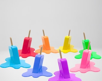 Melting Popsicle Sculpture – Handmade Resin Art, Colorful Optical Illusion Home Decor, Modern Pop Art Statement Piece, Custom Colors