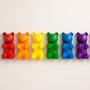 10&quot; Jumbo Gummy Bear Sculpture - High-Gloss Coated Rainbow Pop Art Decor - Shelf, Bookend or Wall Mount