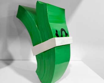 Money Stack Sculpture – Glossy Green Cash Bundle Decor, 11” Pop Art Shelf Accent with 2K Clear Coat Finish