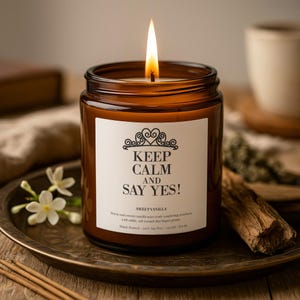 Bride Gift Candle Keep Calm and Say Yes – Personalised Wedding Candle, Custom Keepsake with Names & Date, Wedding Day Present for Her