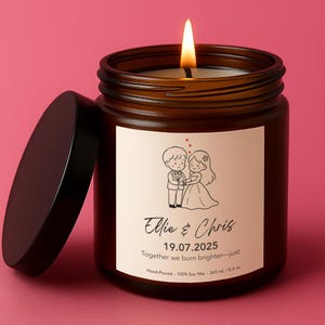 Wedding Candle Favour – Personalised Thank You Gift for Guests, Custom Keepsake with Names & Date, Elegant Wedding Decoration Idea