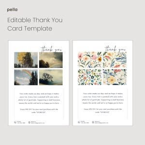 Modelo de Cartão de Agradecimento Canva | Encarte Editável para Impressão para Pequenas Empresas | Cartão de Embalagem para Etsy, Padaria, Artista, Loja de Artesanato