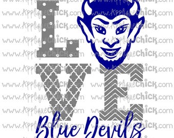 Love Blue Devils SVG Clipart DXF
