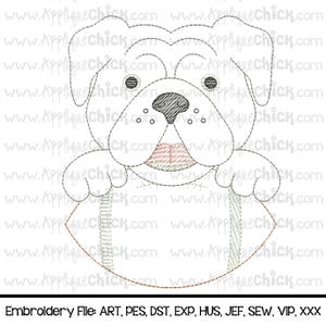Vintage Stitch Bulldog Embroidery Design