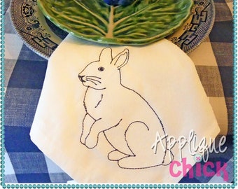 Bunny Redwork Bean Stitch Machine Embroidery Design