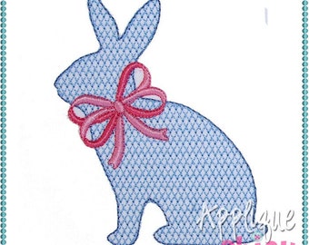 Vintage Lattice Bunny Embroidery Design, Faux Hand Embroidery