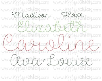 Vintage Stitch Script Embroidery Font, Bean Stitch, Hand-stitched look