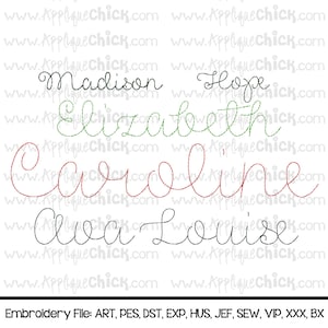 Vintage Stitch Script Embroidery Font, Bean Stitch, Hand-stitched look, Pretty Girls Script Font