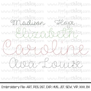 Vintage Stitch Script Embroidery Font, Bean Stitch, Hand-stitched look, Pretty Girls Script Font image 1