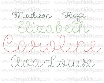 Vintage Stitch Script Embroidery Font, Bean Stitch, Hand-stitched look, Pretty Girls Script Font