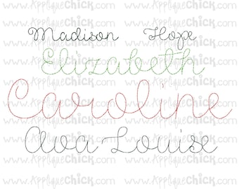 Vintage Stitch Script Embroidery Font, Bean Stitch, Hand-stitched look, Pretty Girls Script Font