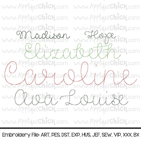 Vintage Stitch Script Embroidery Font Bean Stitch Etsy