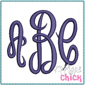 May include: A monogram design featuring the letters A, B, and C in a cursive script style. The letters are a deep purple color and are centered on a white background.