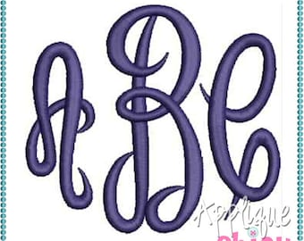 Script Circle Embroidery Font Monogram Instant Download