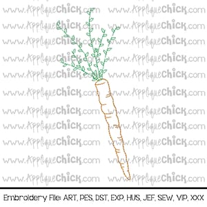 Carrot Redwork Bean Stitch Machine Embroidery Design