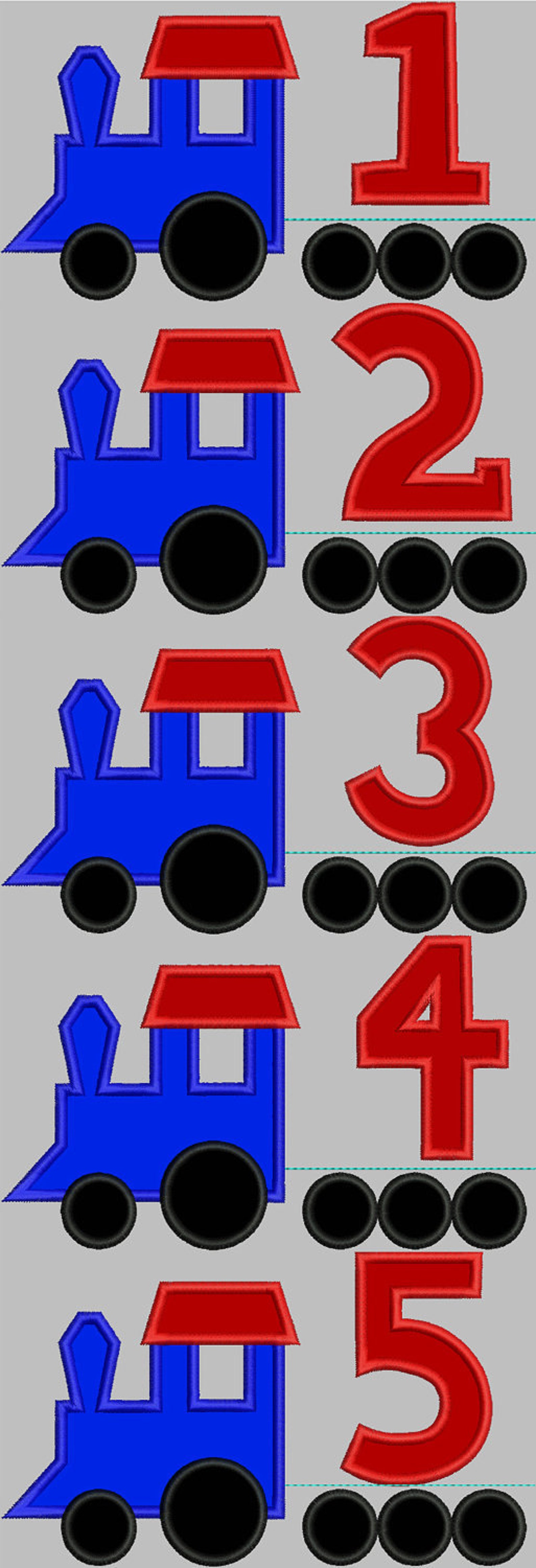 Train Numbers Applique Designs 164 Etsy