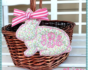 Bunny Easter Basket Tag Machine Embroidery Design In the Hoop, ITH