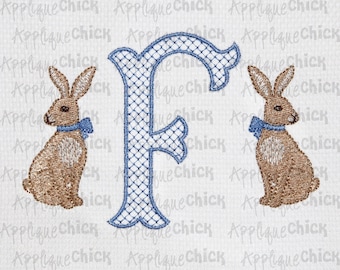 Winsome Rabbit Bow Embroidery Design, Bow Bunny Embroidery