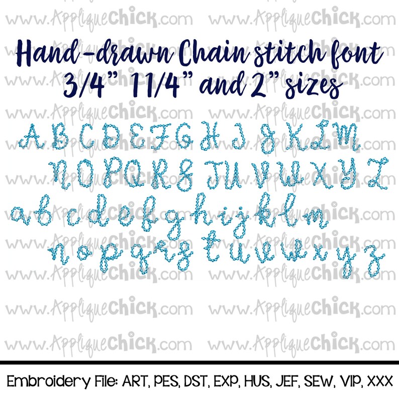 Hand-drawn Chain Stitch Embroidery Font Instant Download Vintage Look ...