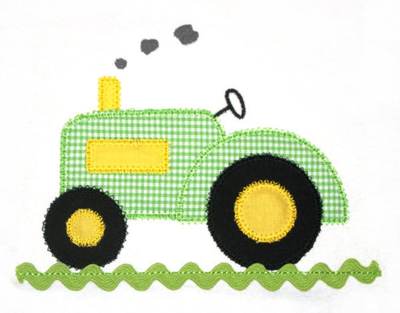 Tractor Applique Design With Ric Rac 144 Etsy