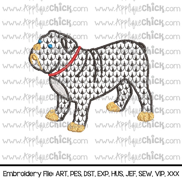 Fishnet Bulldog Machine Embroidery Design