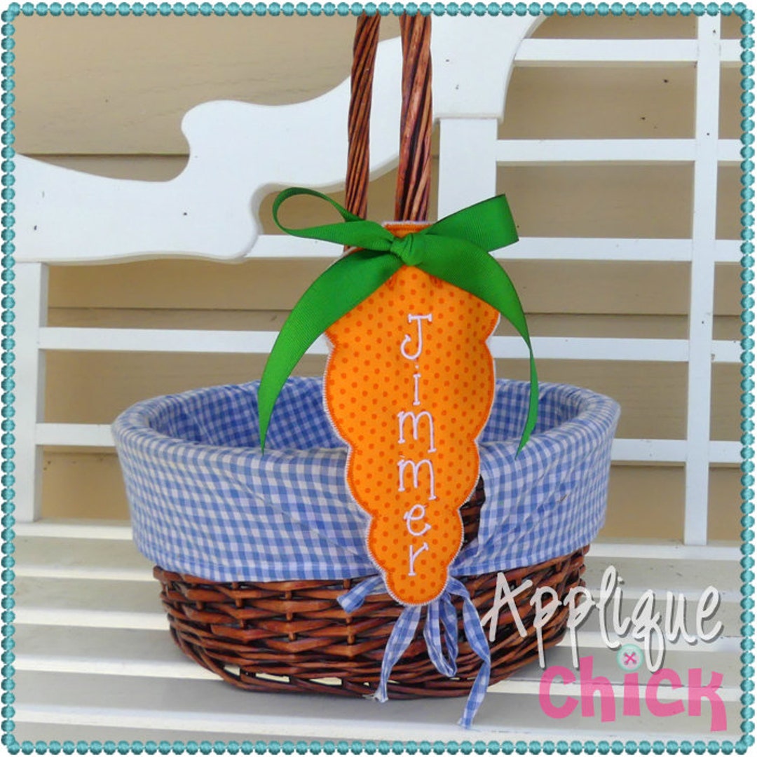 Carrot Easter Basket Tag Machine Embroidery Design in the Hoop, ITH Etsy