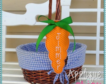 Carrot Easter Basket Tag Machine Embroidery Design In the Hoop, ITH