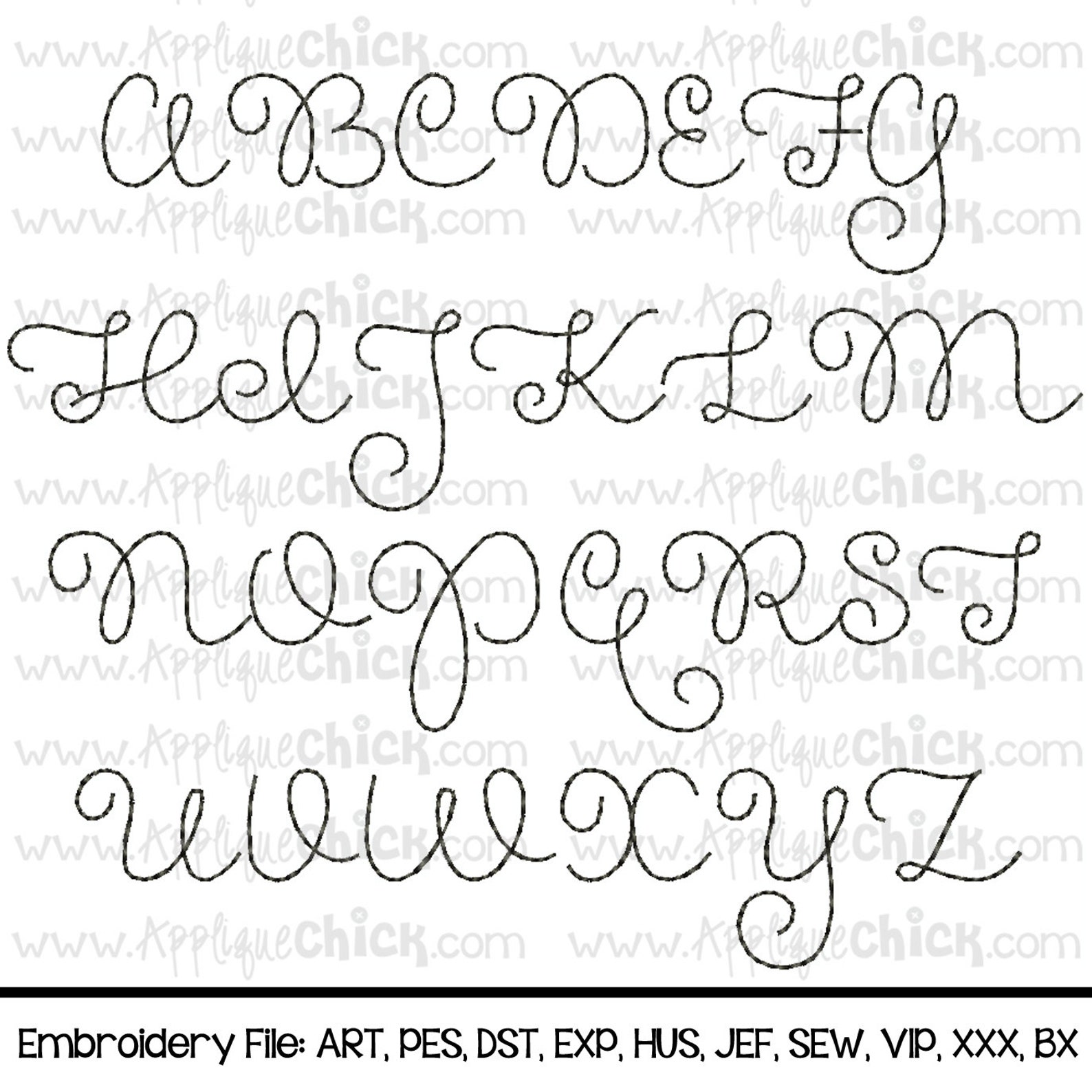 Vintage Stitch Script Embroidery Font Bean Stitch Etsy