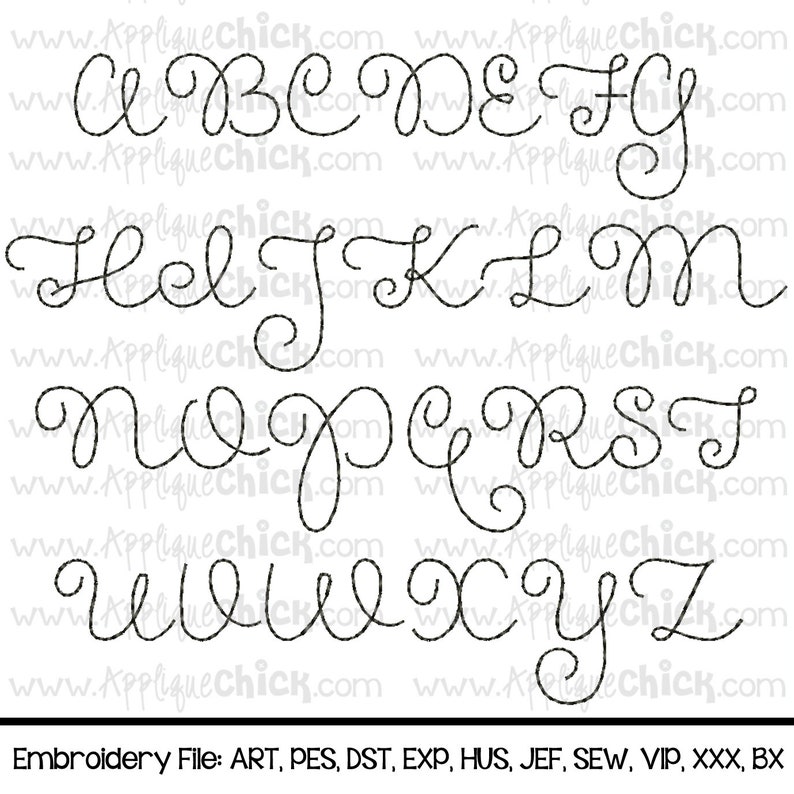 Vintage Stitch Script Embroidery Font, Bean Stitch, Hand-stitched look, Pretty Girls Script Font image 2