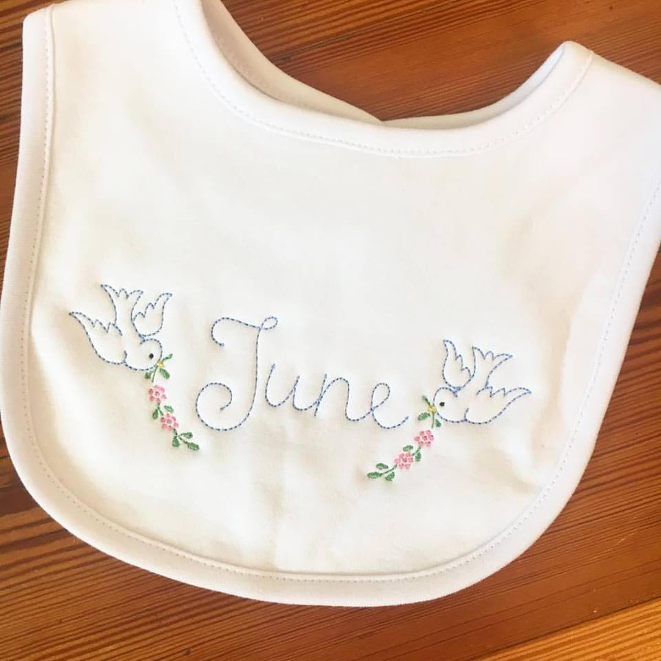 Bluebird Embroidery, Faux Hand Embroidery, Monogram Frame - Etsy