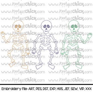 Skeleton Vintage Stitch Embroidery Design Halloween Machine Embroidery