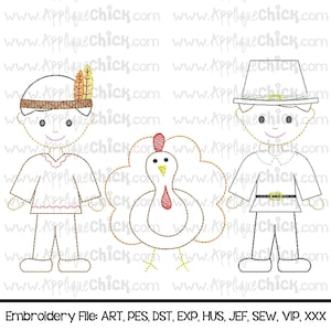 Vintage Thanksgiving Friends Boy Embroidery Design