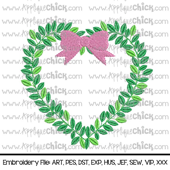Heart Wreath Machine Embroidery Design 