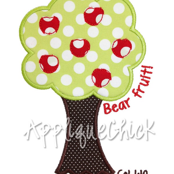 Oso Applique diseño del árbol de fruta manzana